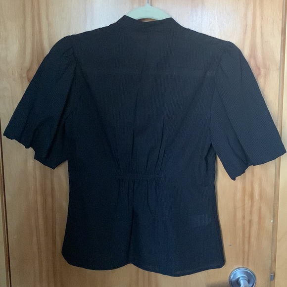 BCBG MAXAZRIA - lantern sleeve black blouse - Picture 3 of 9
